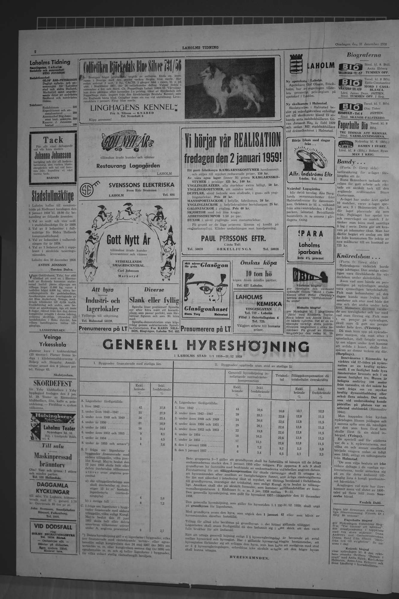 Laholms Tidning Onsdag 31 december 1958, sida 2