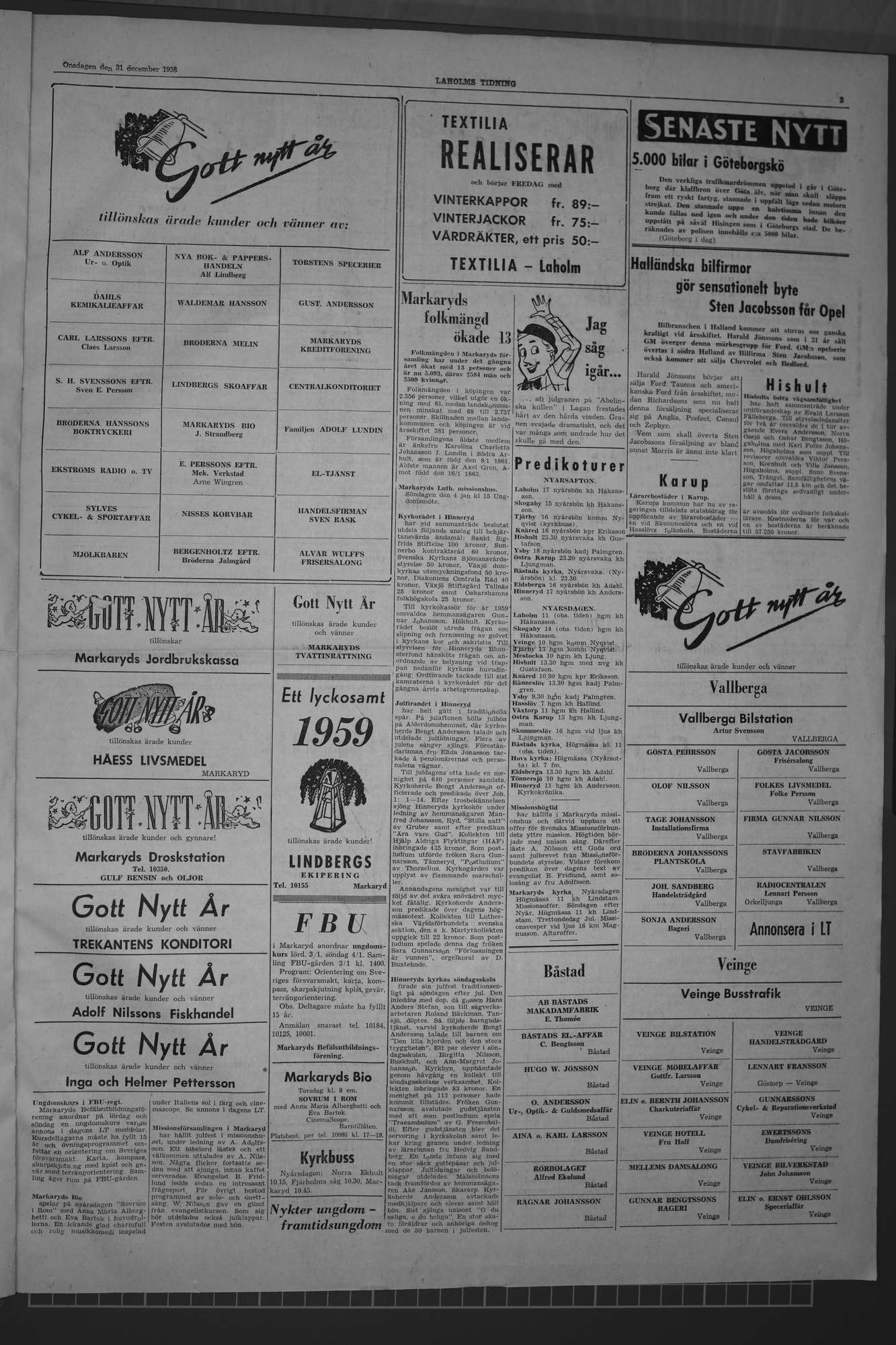 Laholms Tidning Onsdag 31 december 1958, sida 3