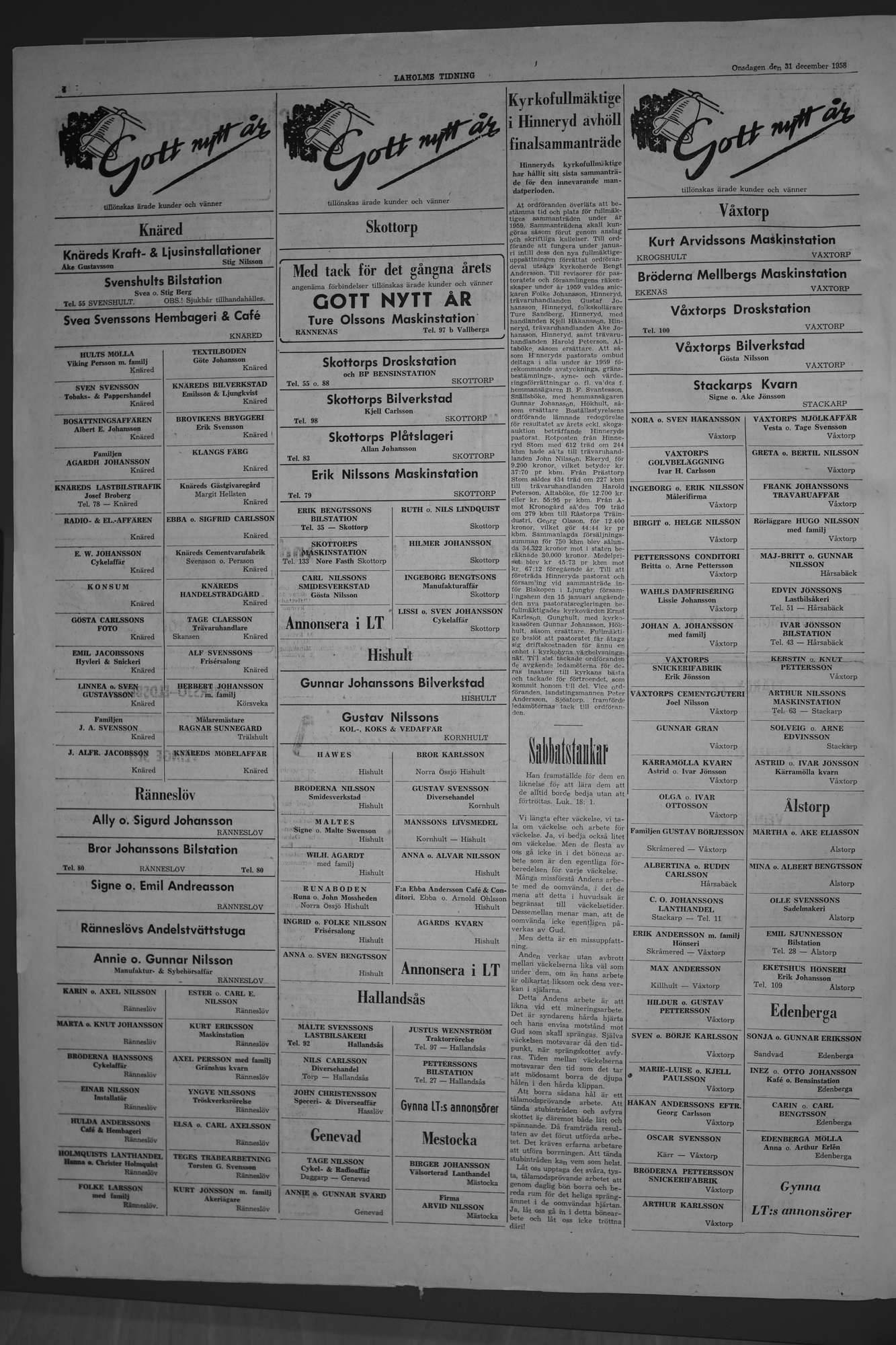 Laholms Tidning Onsdag 31 december 1958, sida 4