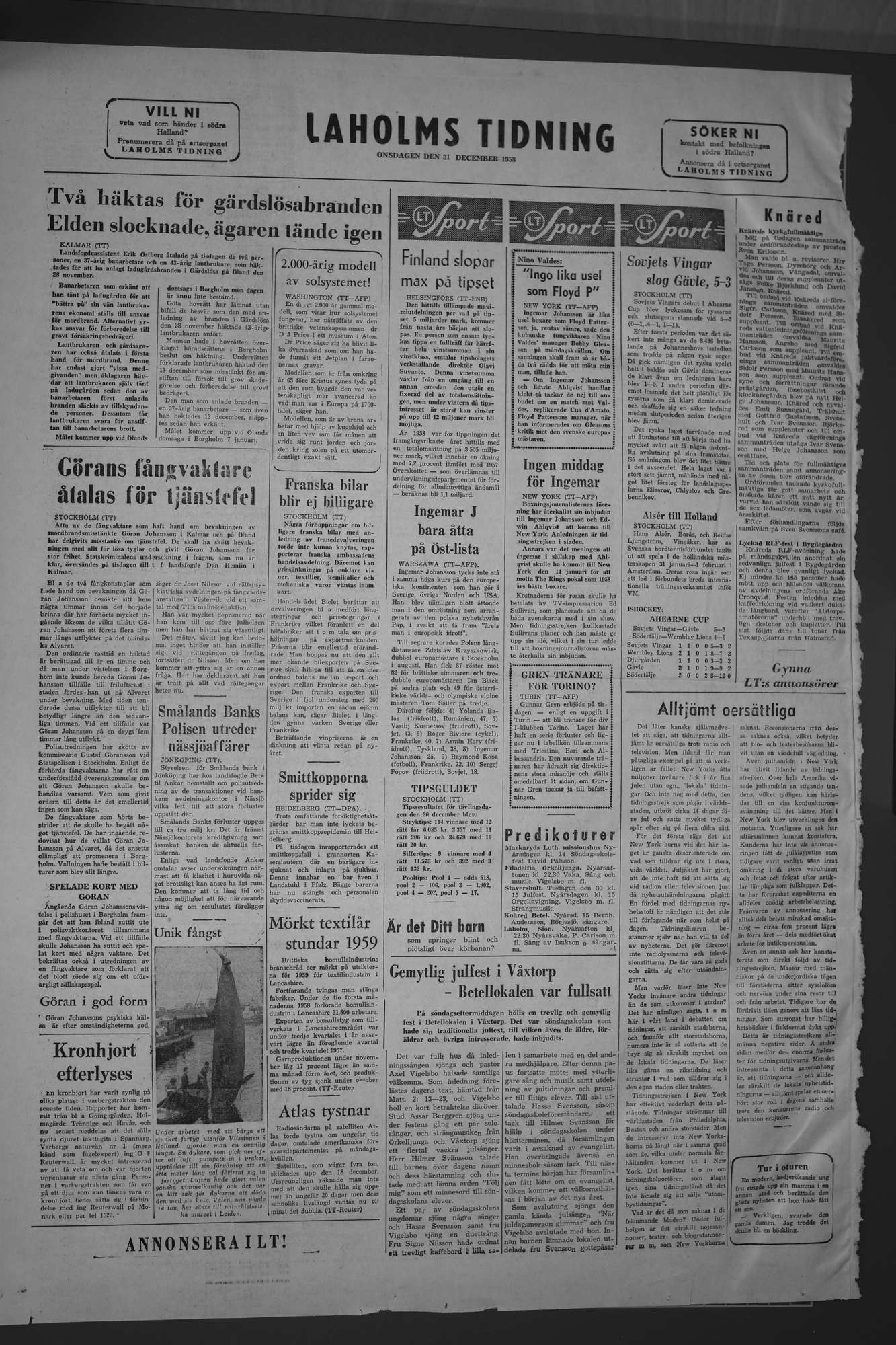 Laholms Tidning Onsdag 31 december 1958, sida 8