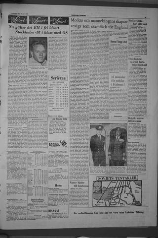 Förstasidan, Torsdag 31 juli 1958