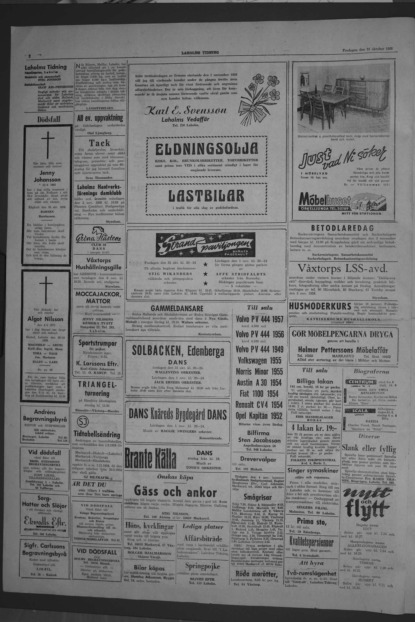 Laholms Tidning Fredag 31 oktober 1958, sida 2
