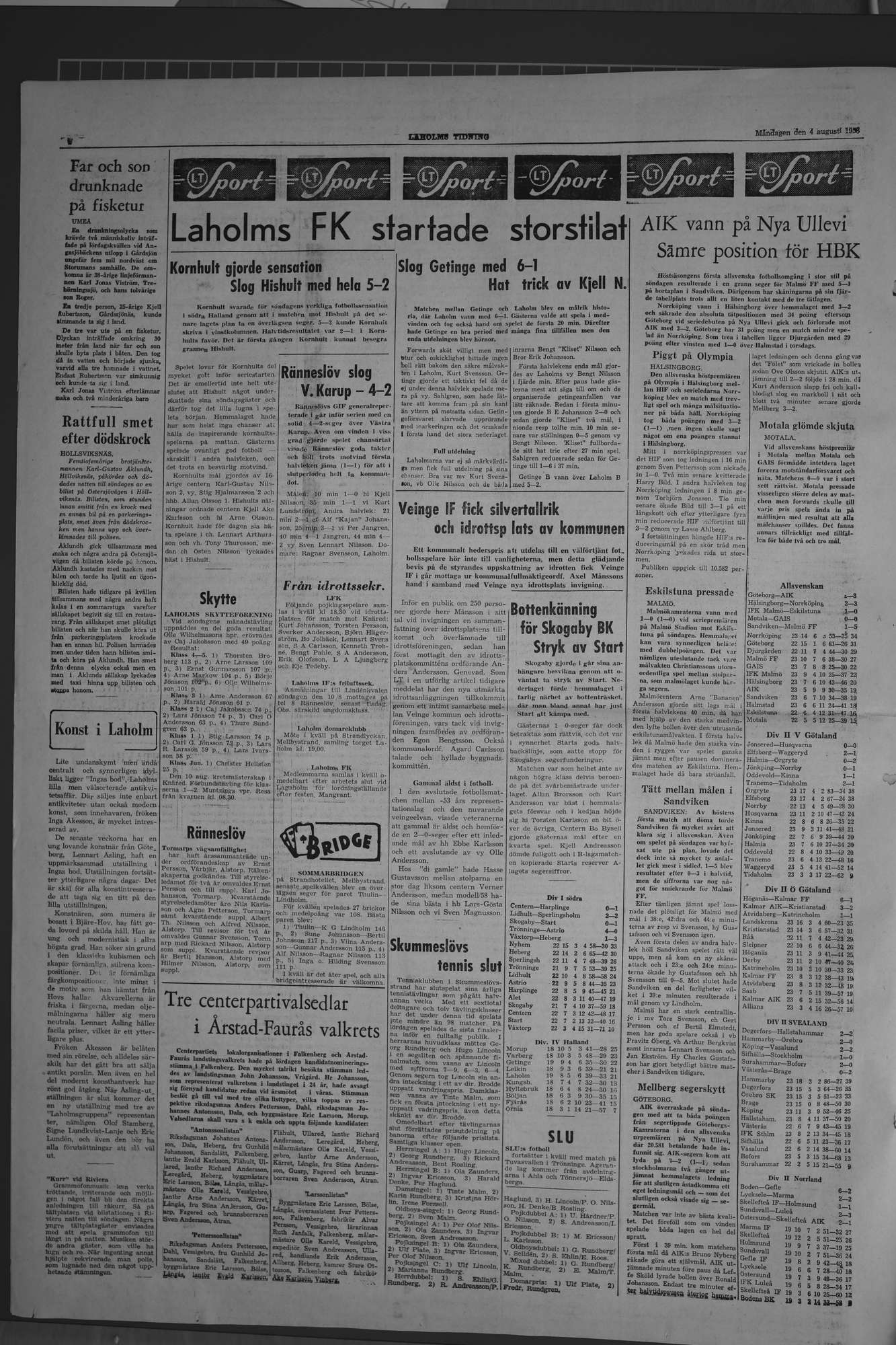 Laholms Tidning Måndag 4 augusti 1958, sida 4