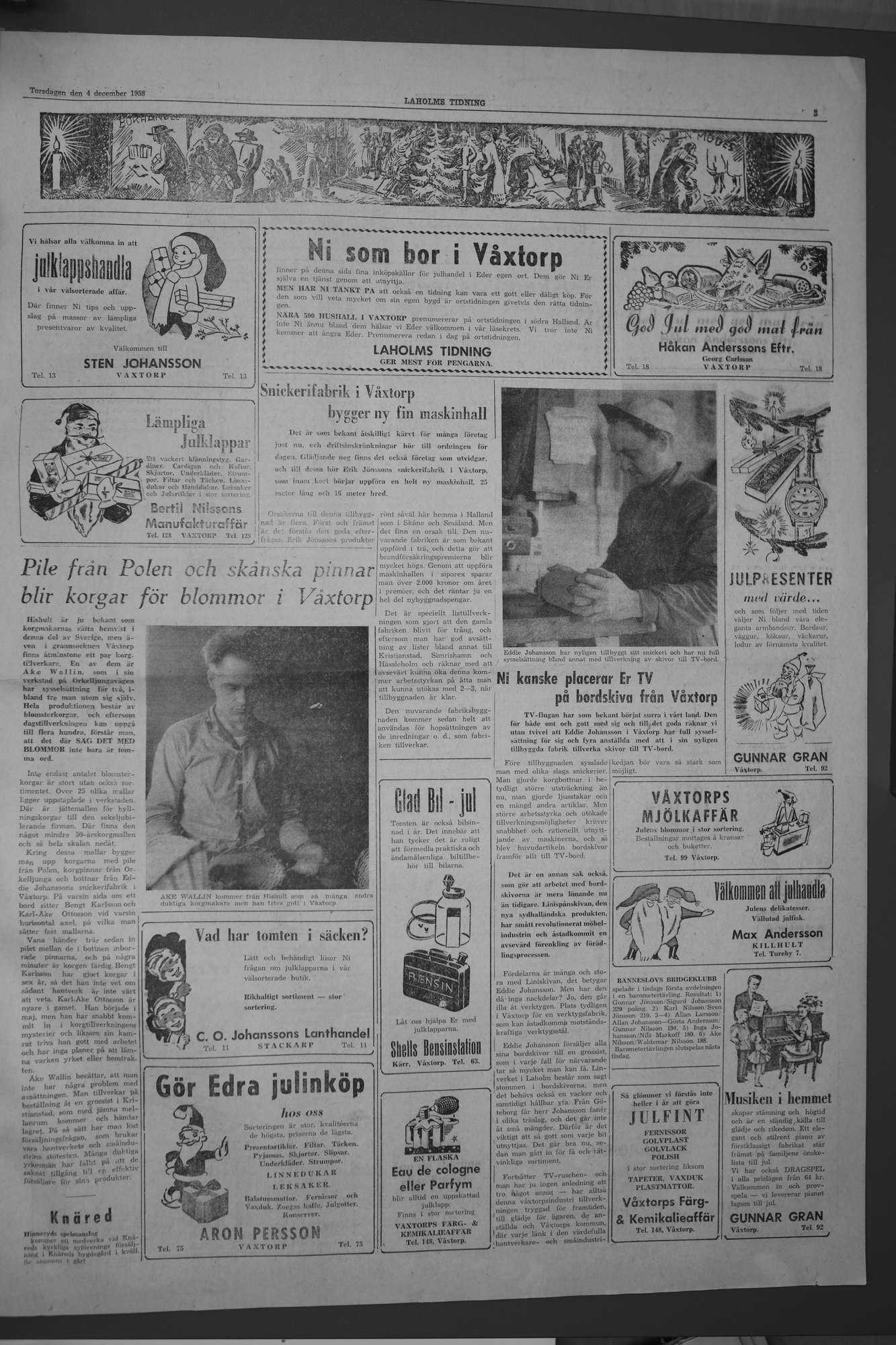 Laholms Tidning Torsdag 4 december 1958, sida 3