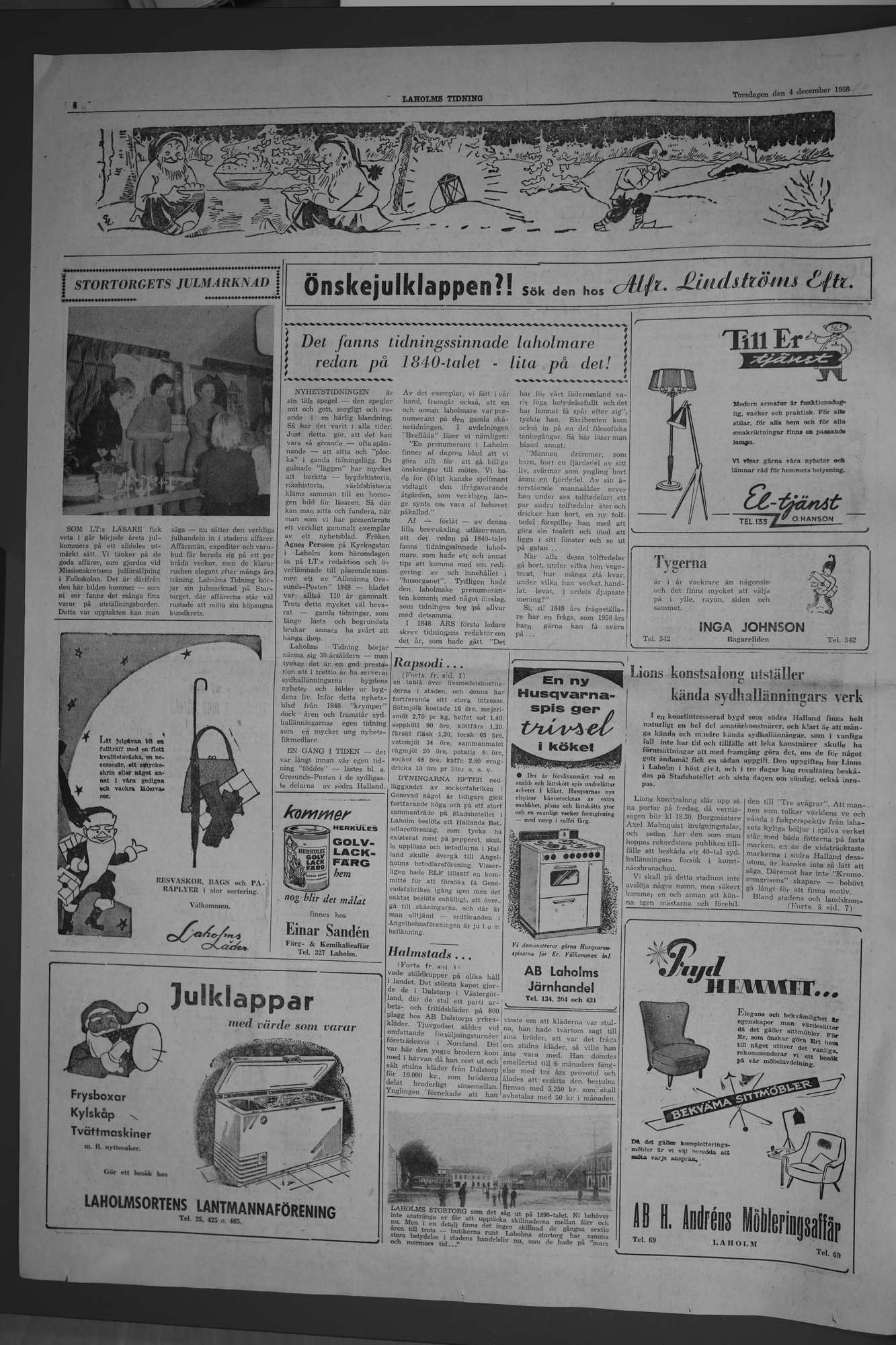 Laholms Tidning Torsdag 4 december 1958, sida 4