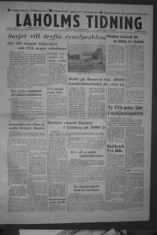 Förstasidan, Tisdag 4 februari 1958