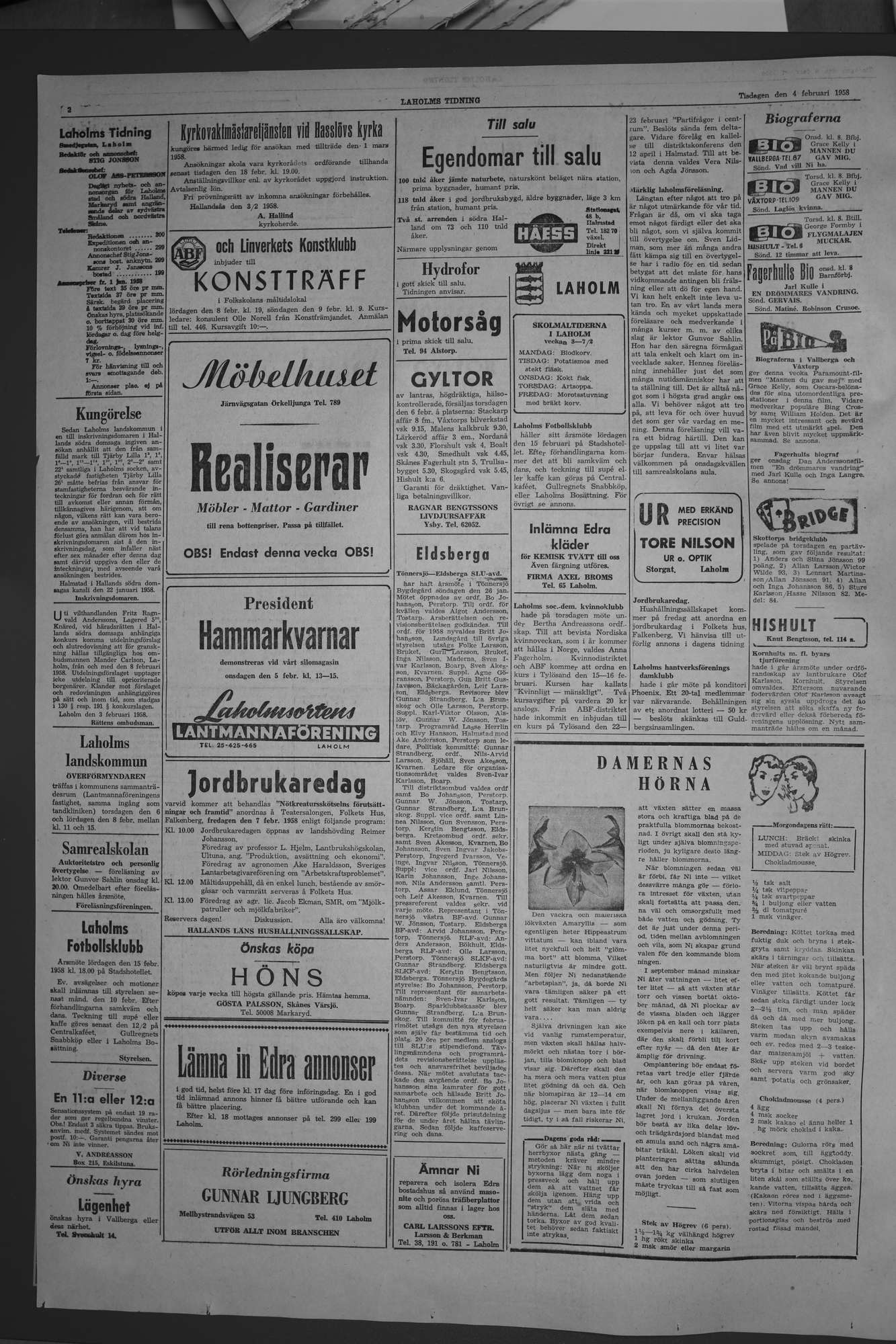 Laholms Tidning Tisdag 4 februari 1958, sida 2