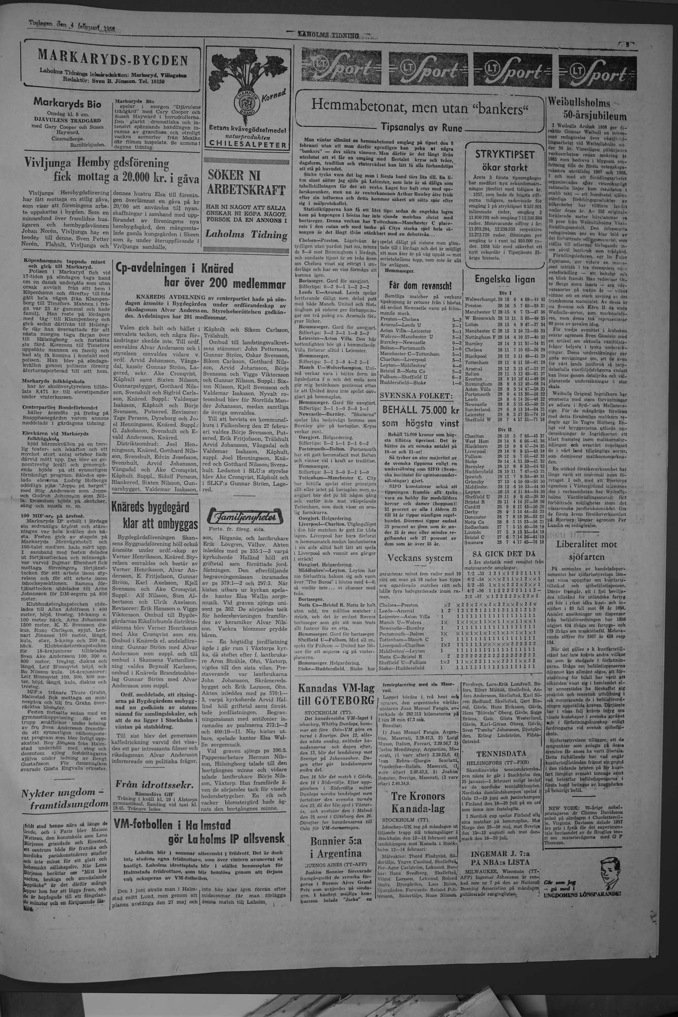 Laholms Tidning Tisdag 4 februari 1958, sida 5