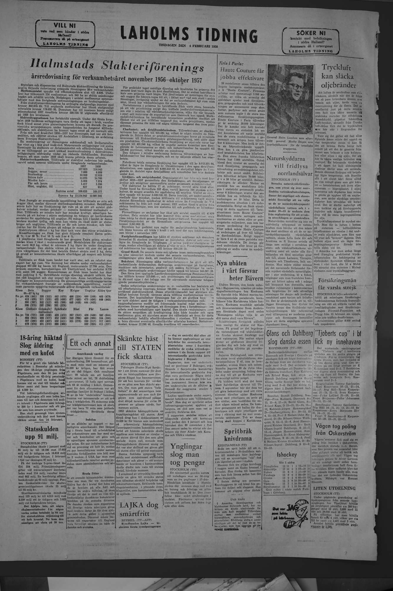 Laholms Tidning Tisdag 4 februari 1958, sida 8