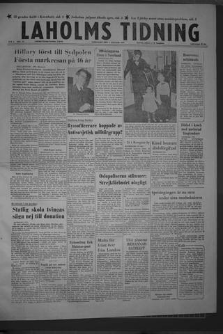 Förstasidan, Lördag 4 januari 1958