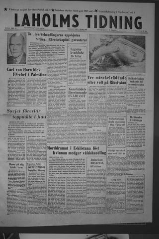 Förstasidan, Tisdag 4 mars 1958