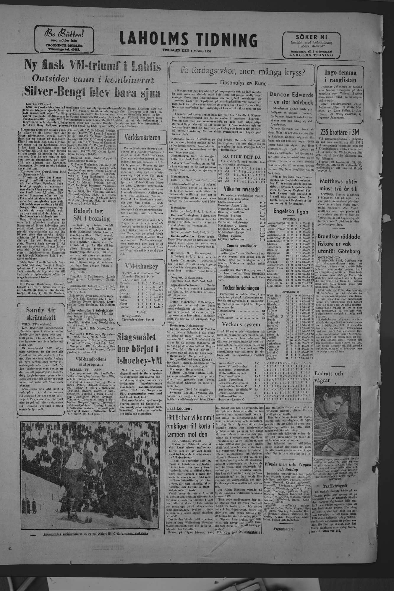 Laholms Tidning Tisdag 4 mars 1958, sida 8