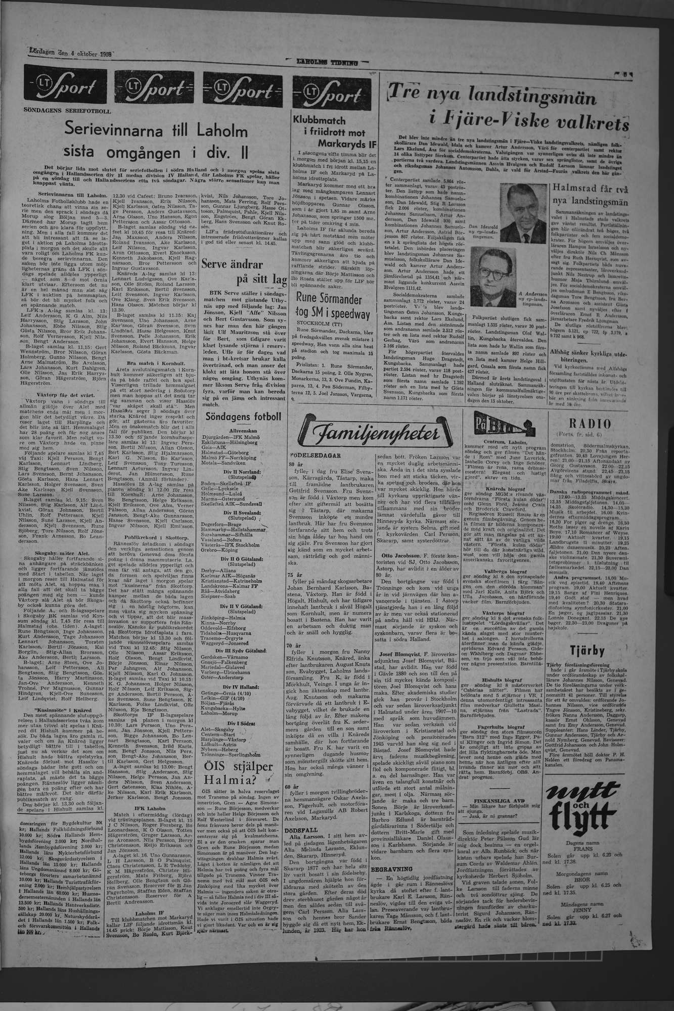 Laholms Tidning Lördag 4 oktober 1958, sida 5