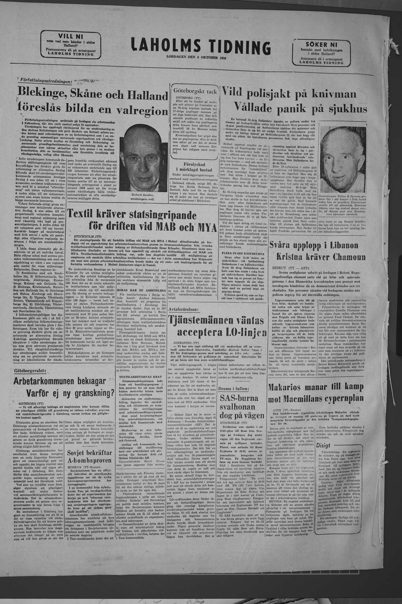 Laholms Tidning Lördag 4 oktober 1958, sida 8