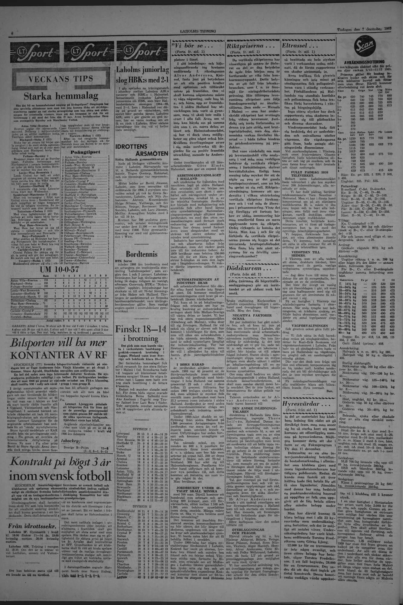 Laholms Tidning Tisdag 7 december 1965, sida 6