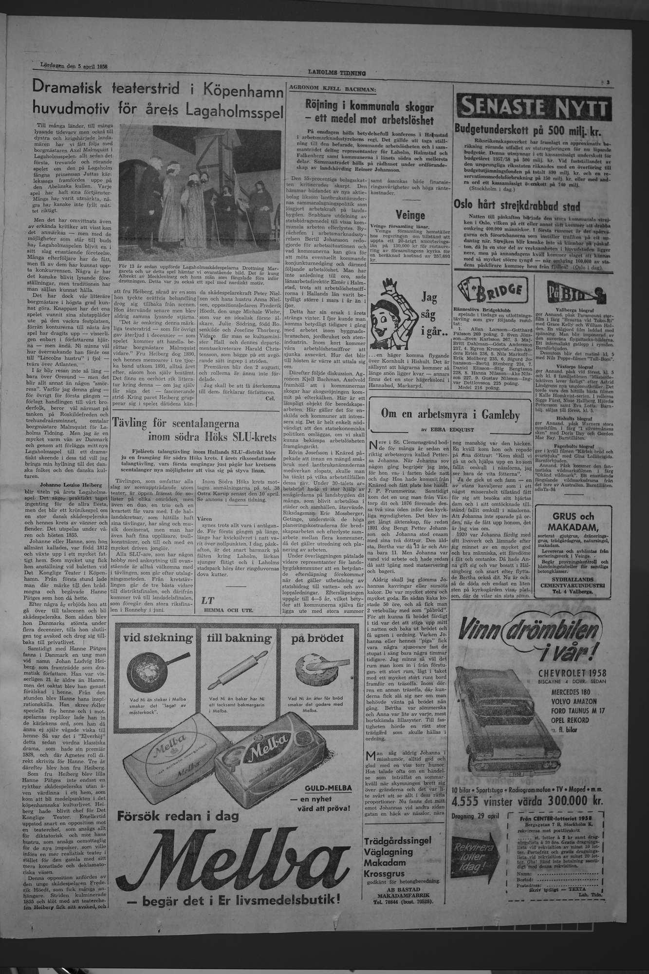 Laholms Tidning Lördag 5 april 1958, sida 3