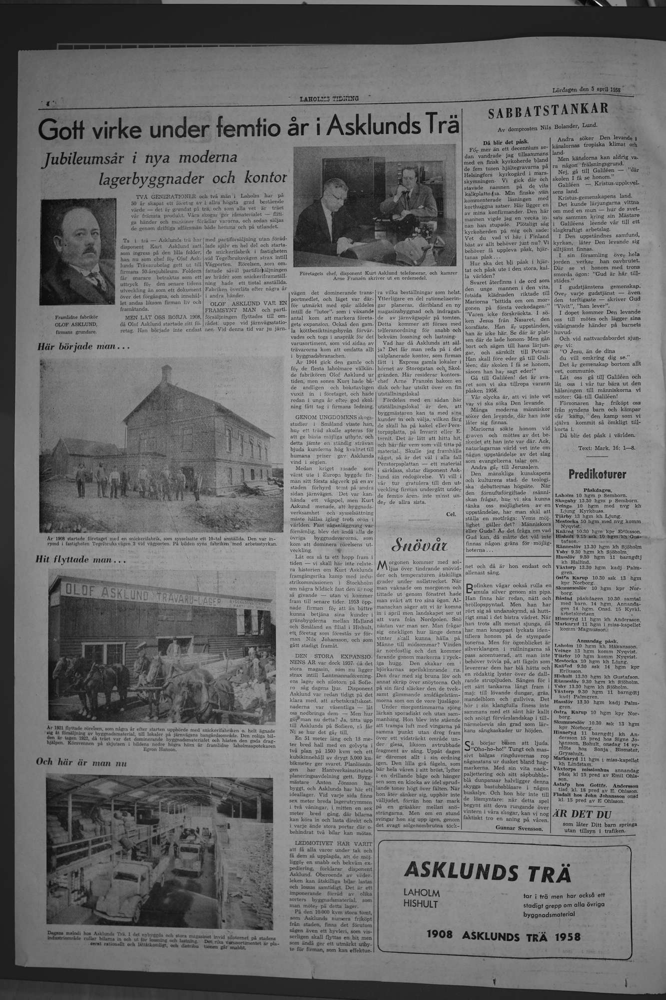 Laholms Tidning Lördag 5 april 1958, sida 4
