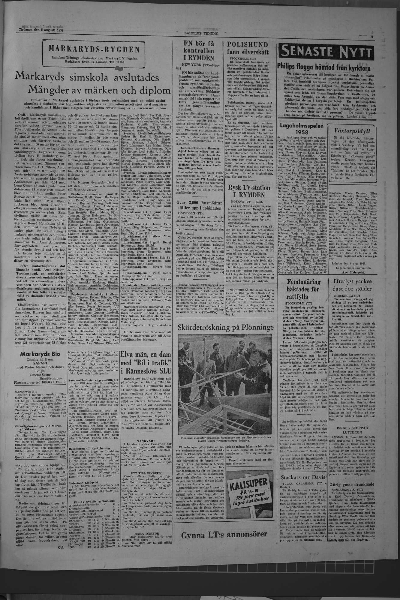 Laholms Tidning Tisdag 5 augusti 1958, sida 3
