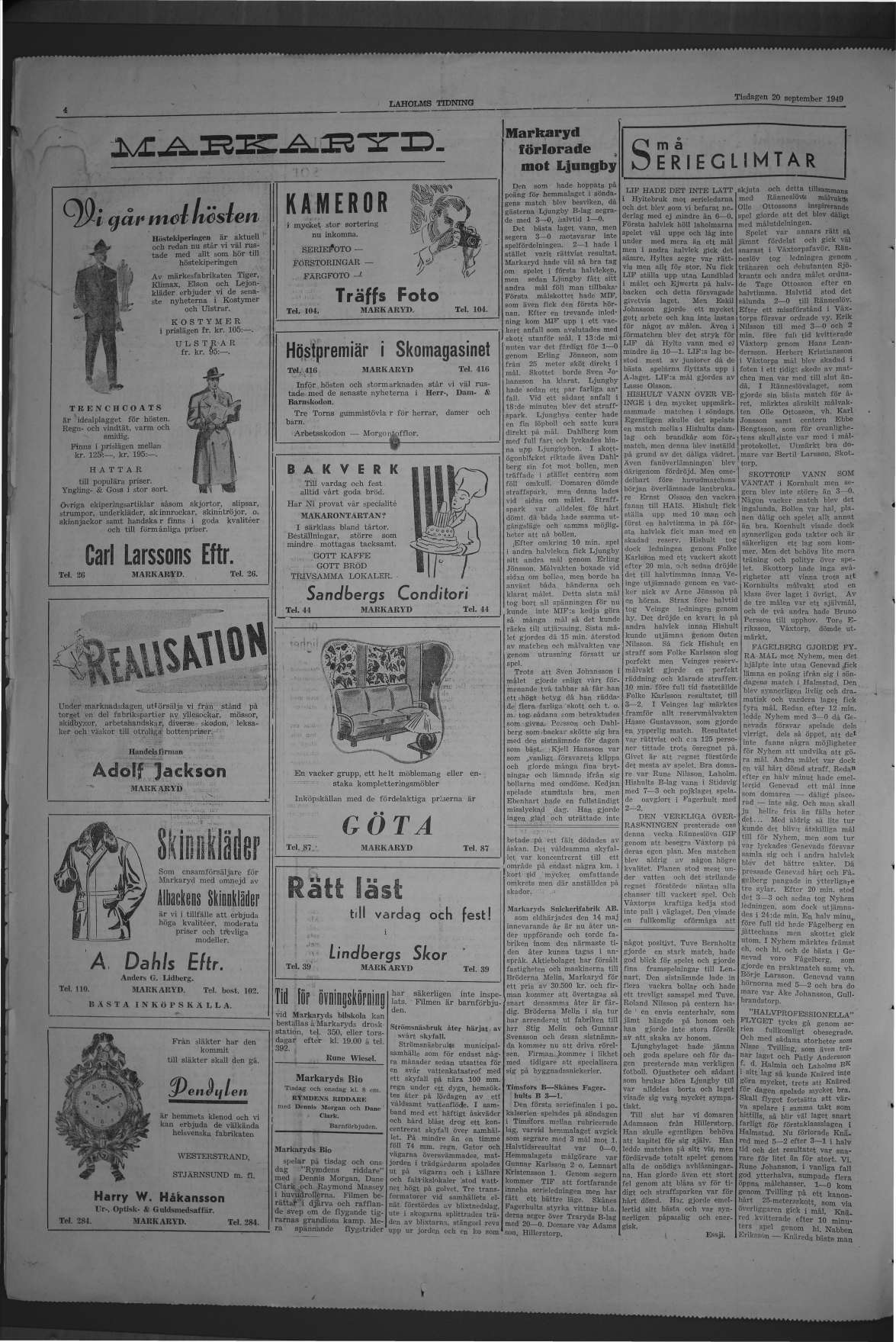 Laholms Tidning Tisdag 20 september 1949, sida 4