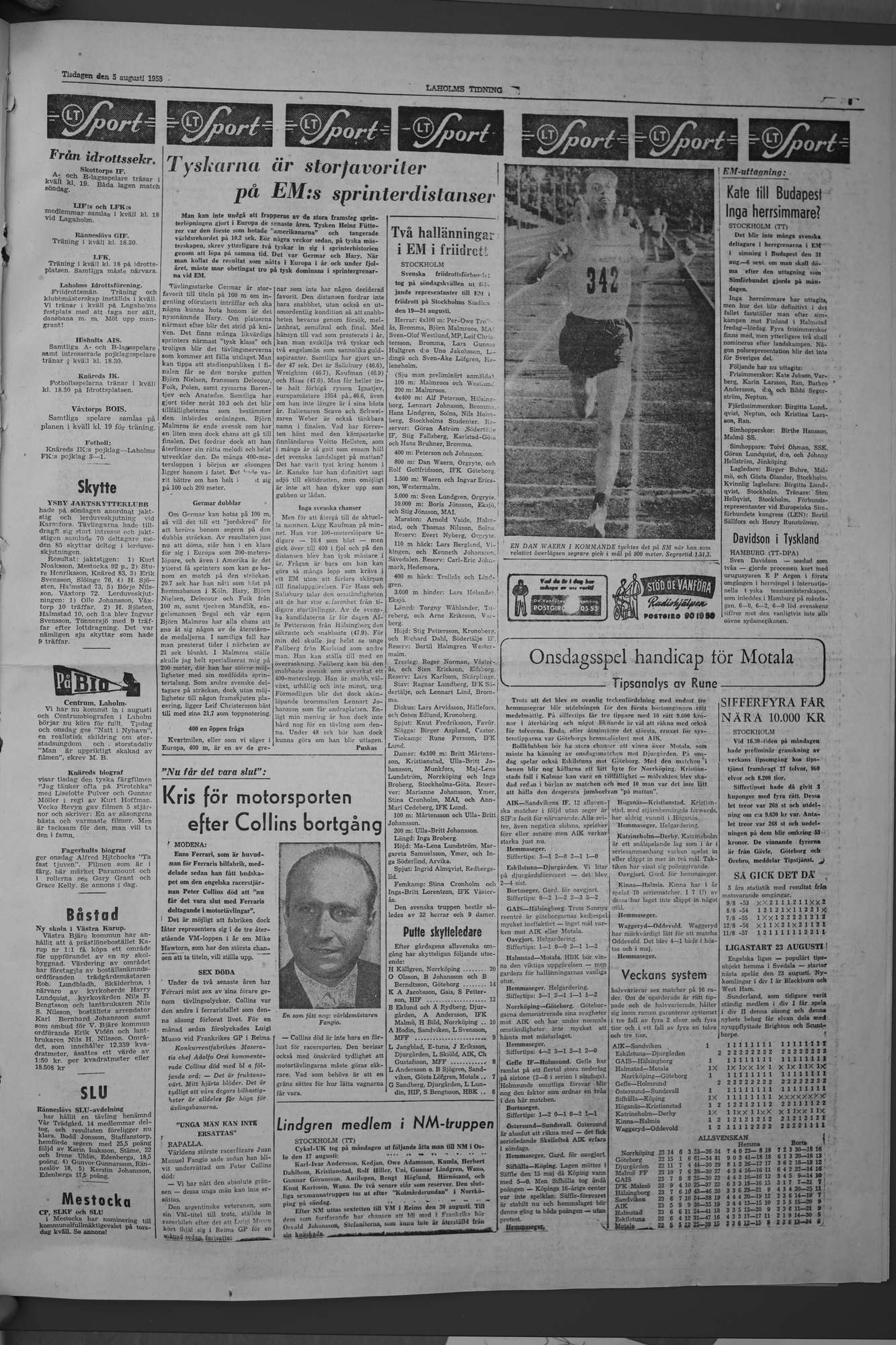 Laholms Tidning Tisdag 5 augusti 1958, sida 5