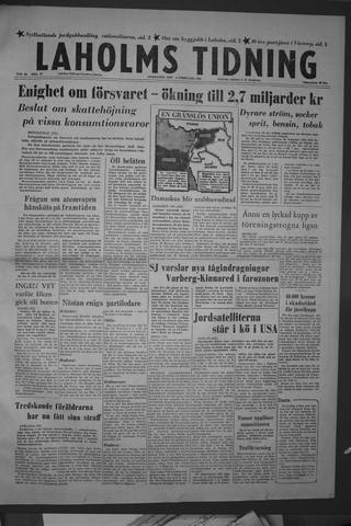 Förstasidan, Onsdag 5 februari 1958