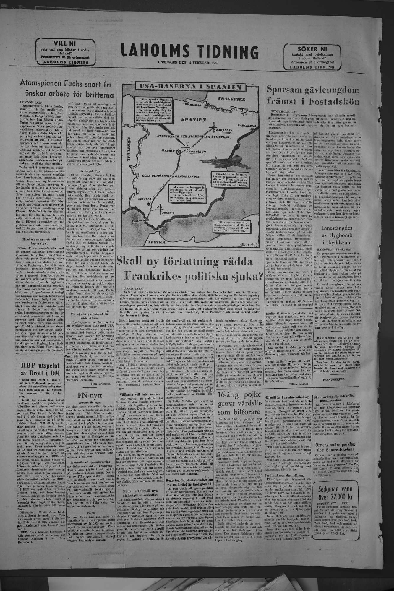 Laholms Tidning Onsdag 5 februari 1958, sida 8