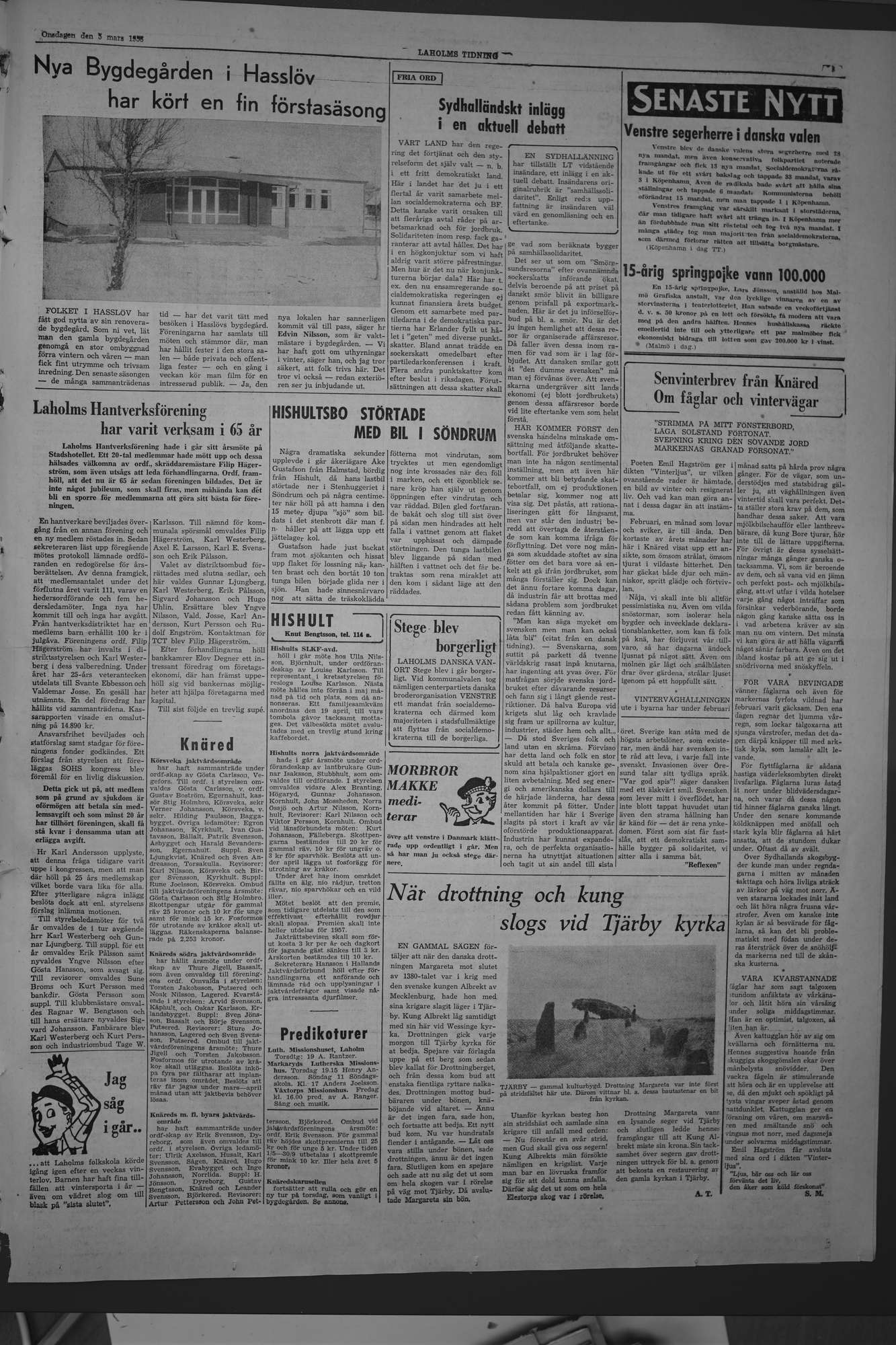 Laholms Tidning Onsdag 5 mars 1958, sida 3