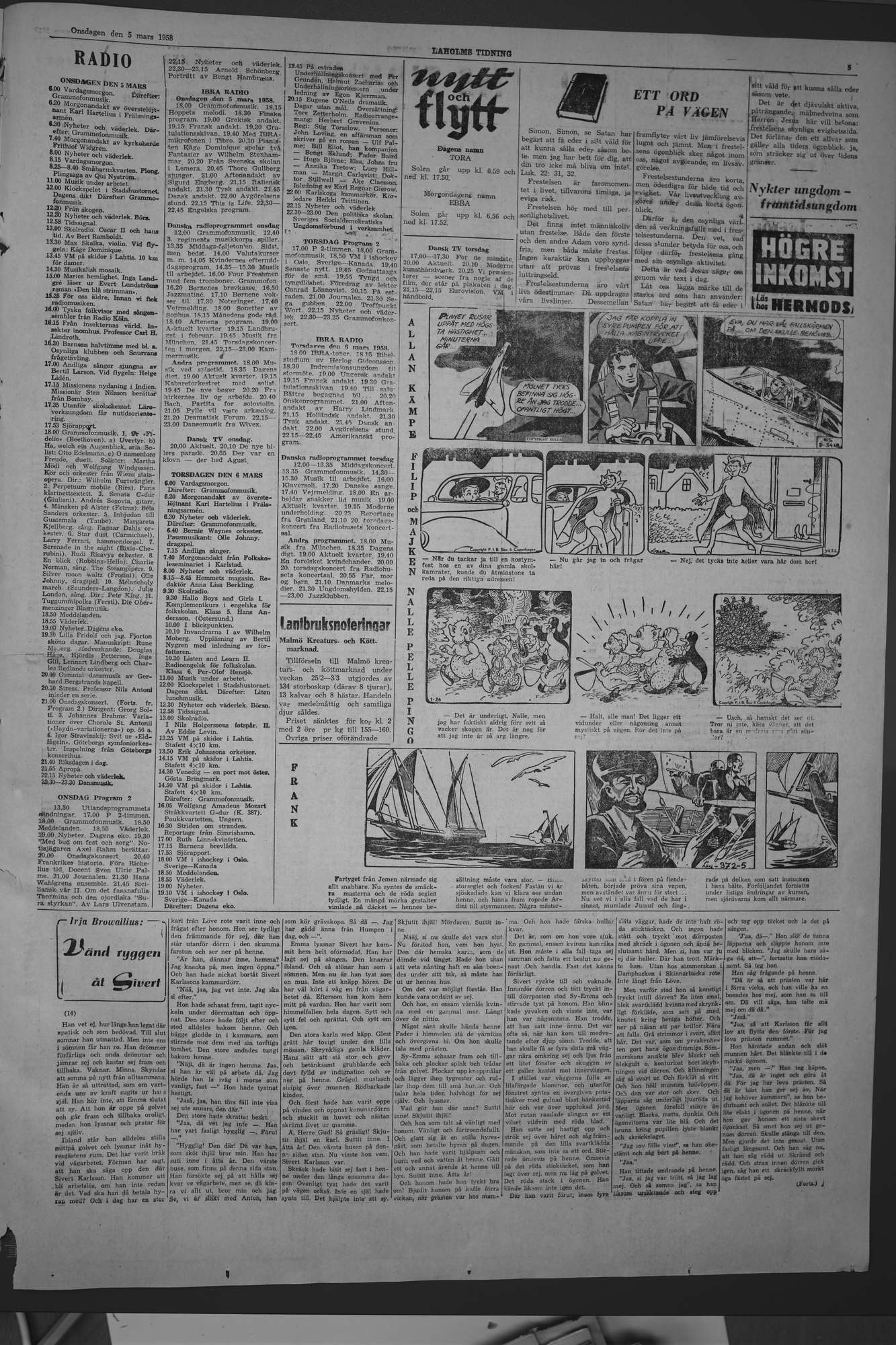 Laholms Tidning Onsdag 5 mars 1958, sida 5
