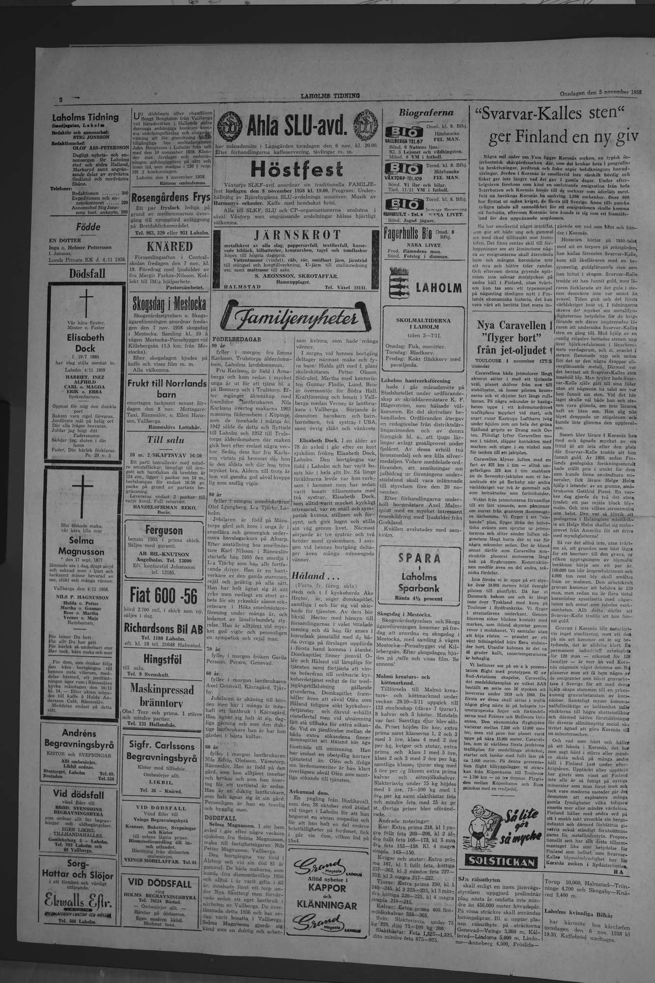 Laholms Tidning Onsdag 5 november 1958, sida 2