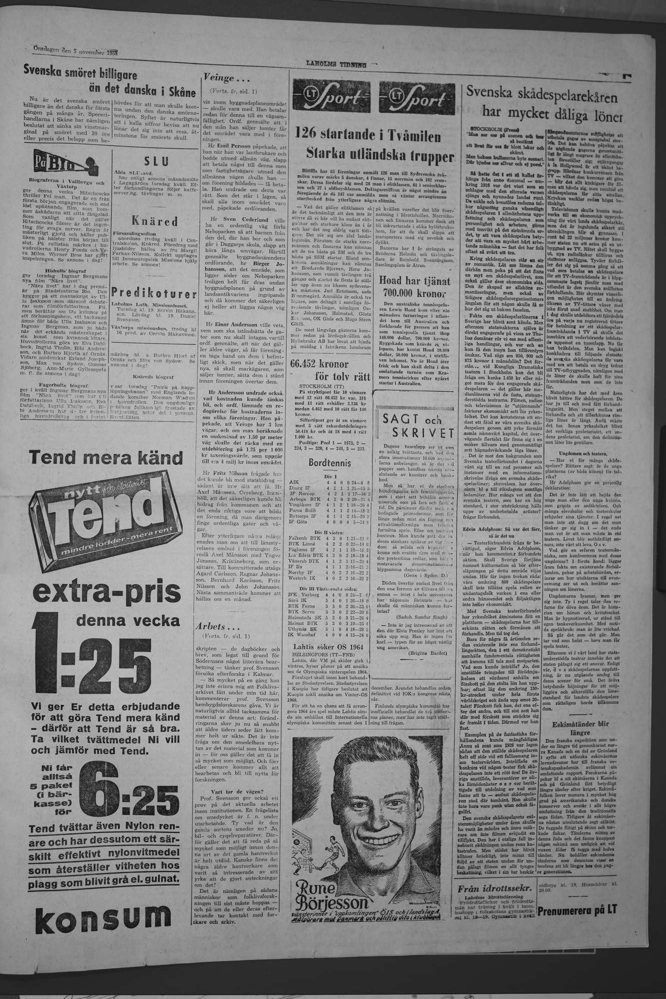 Laholms Tidning Onsdag 5 november 1958, sida 5
