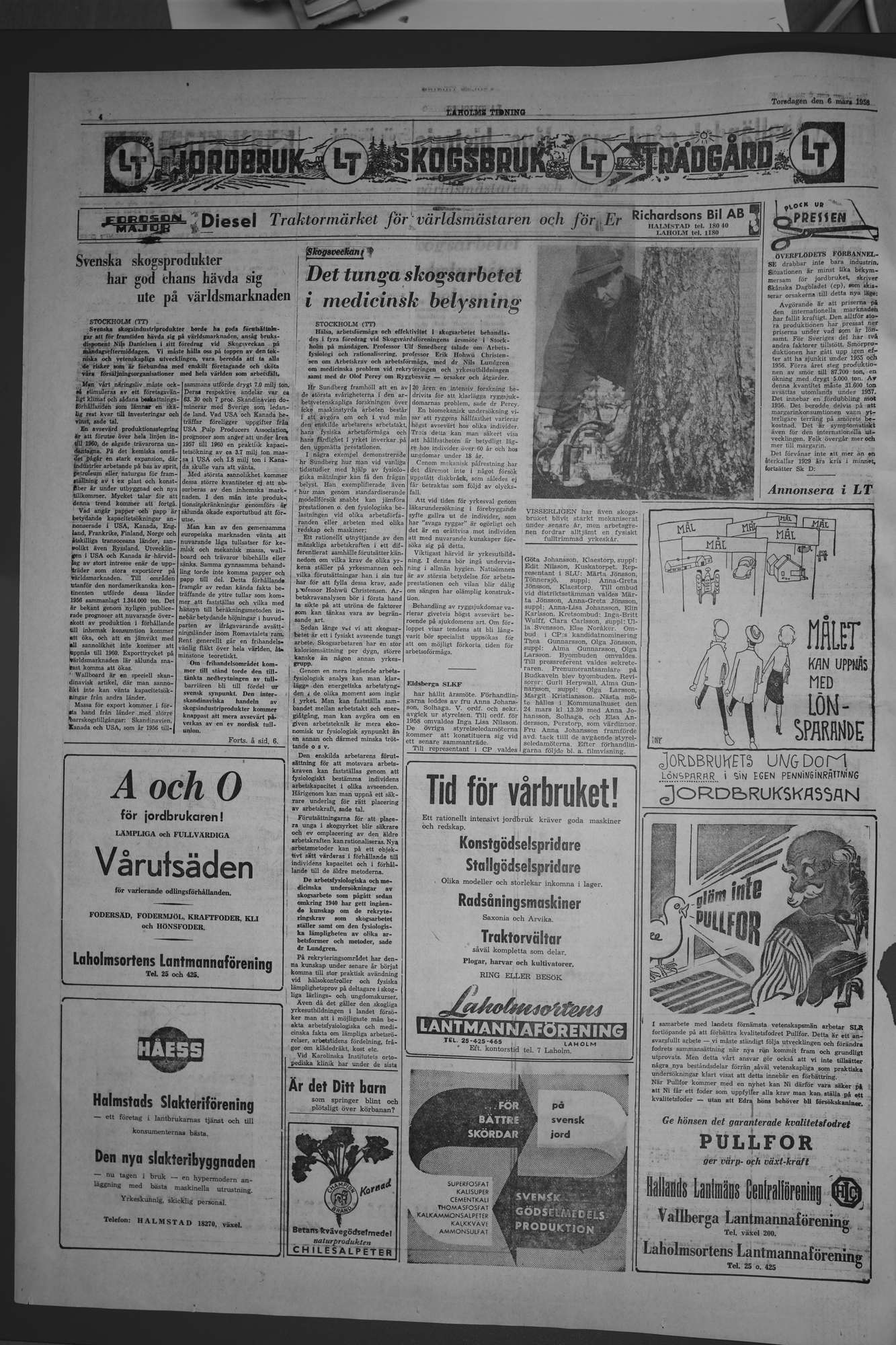 Laholms Tidning Torsdag 6 mars 1958, sida 4
