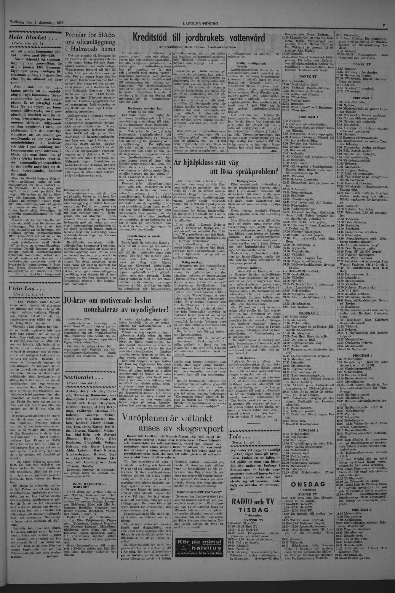 Laholms Tidning Tisdag 7 december 1965, sida 7