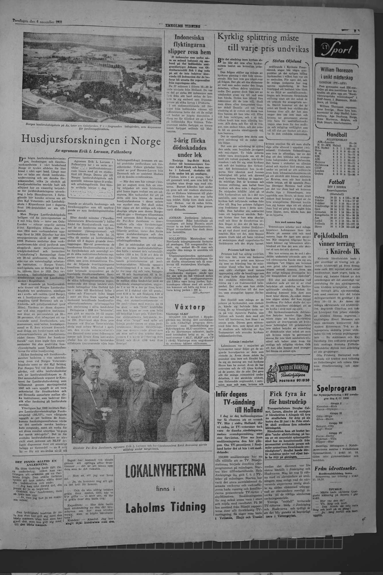 Laholms Tidning Torsdag 6 november 1958, sida 5