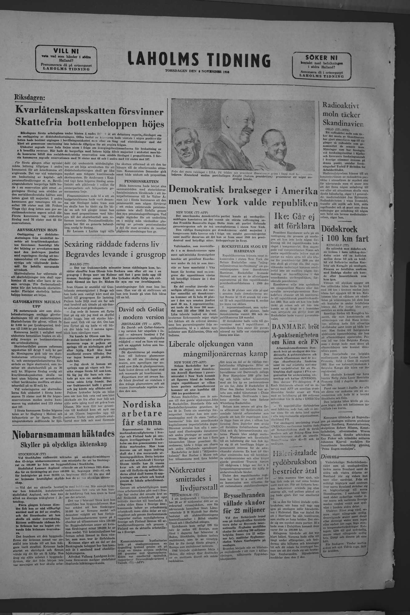 Laholms Tidning Torsdag 6 november 1958, sida 8