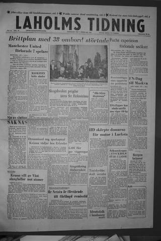 Förstasidan, Fredag 7 februari 1958
