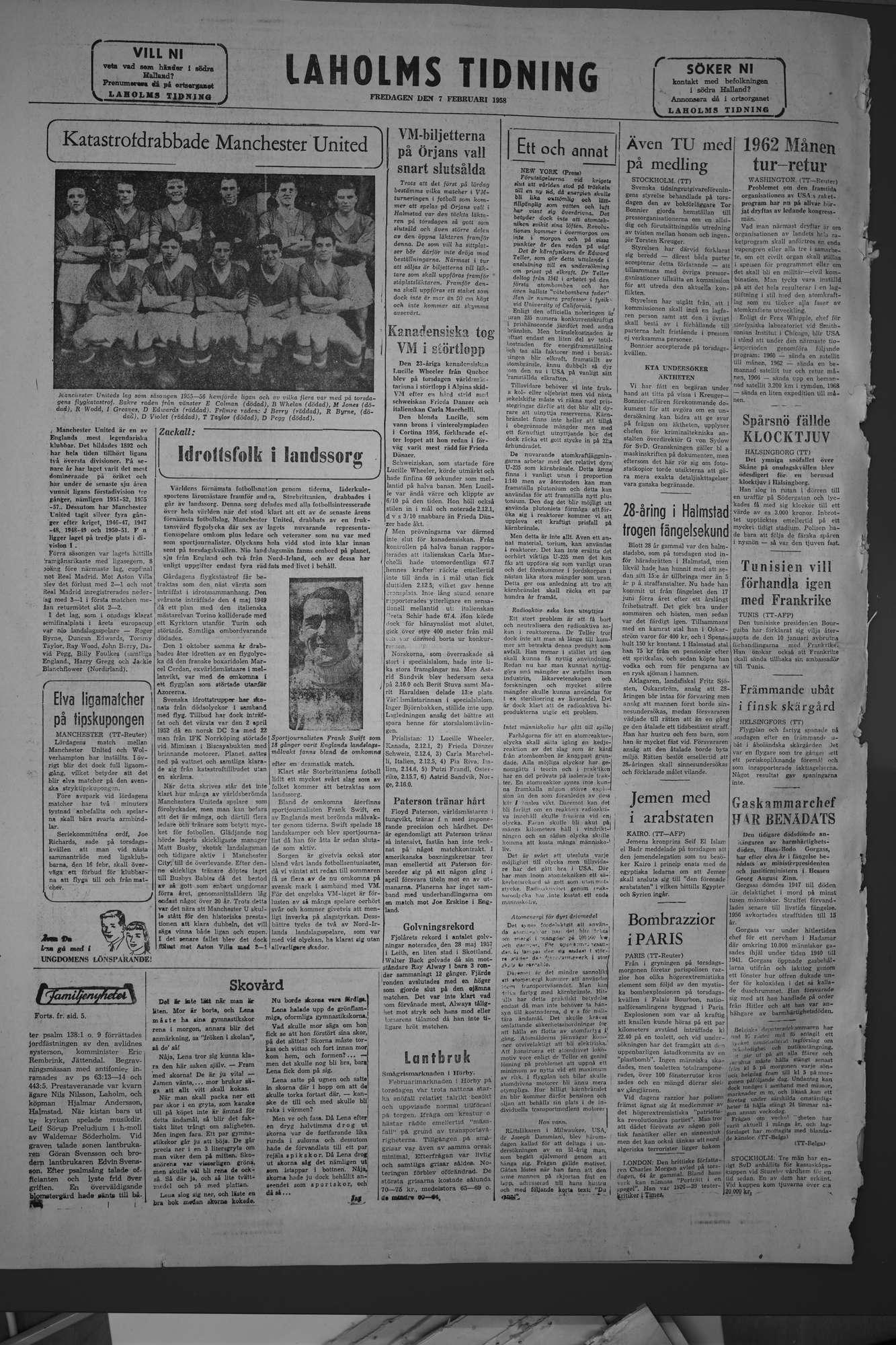 Laholms Tidning Fredag 7 februari 1958, sida 8