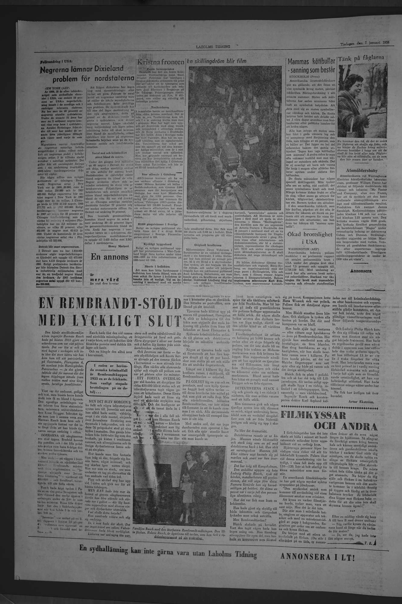 Laholms Tidning Tisdag 7 januari 1958, sida 4