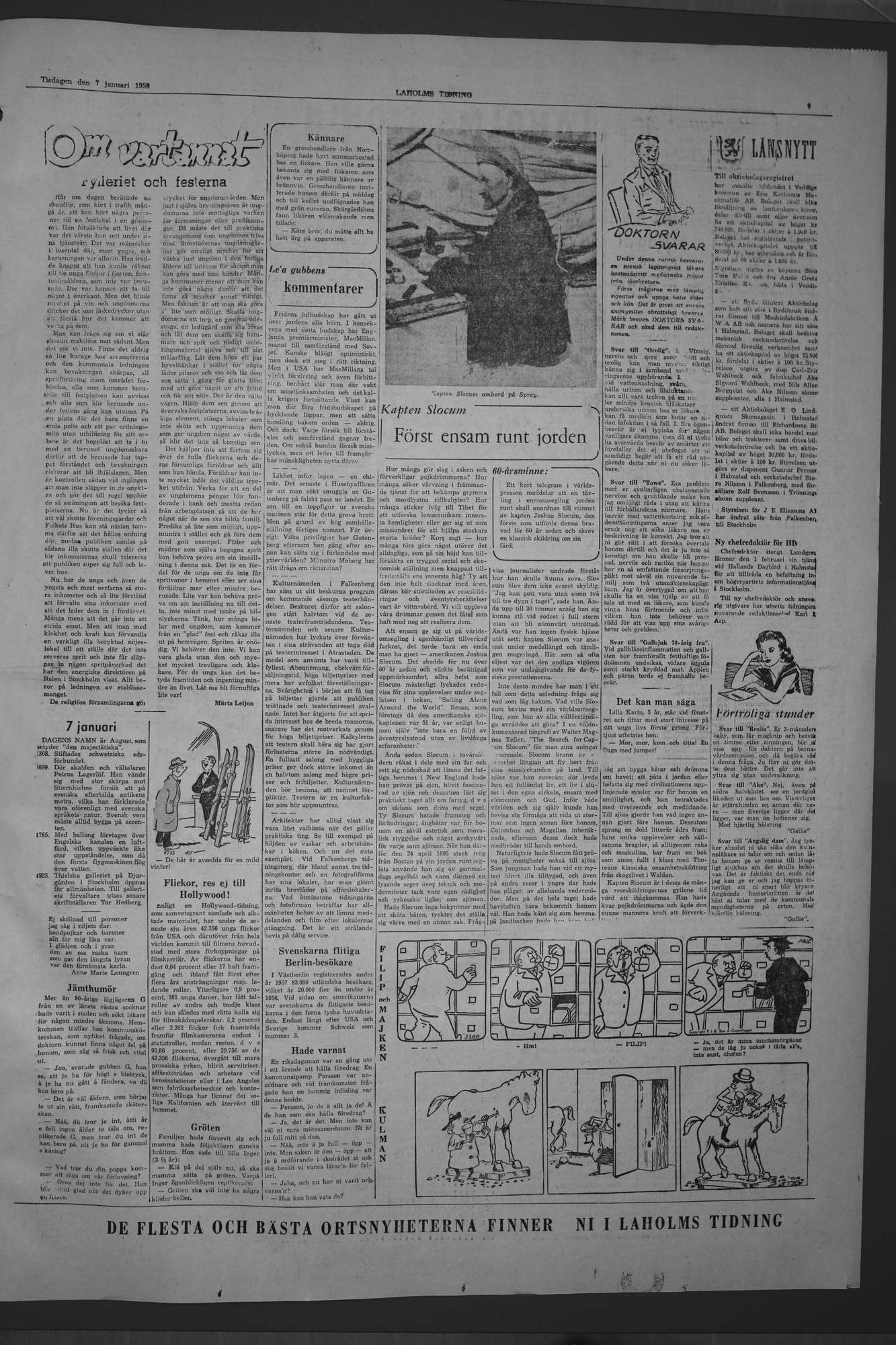 Laholms Tidning Tisdag 7 januari 1958, sida 7