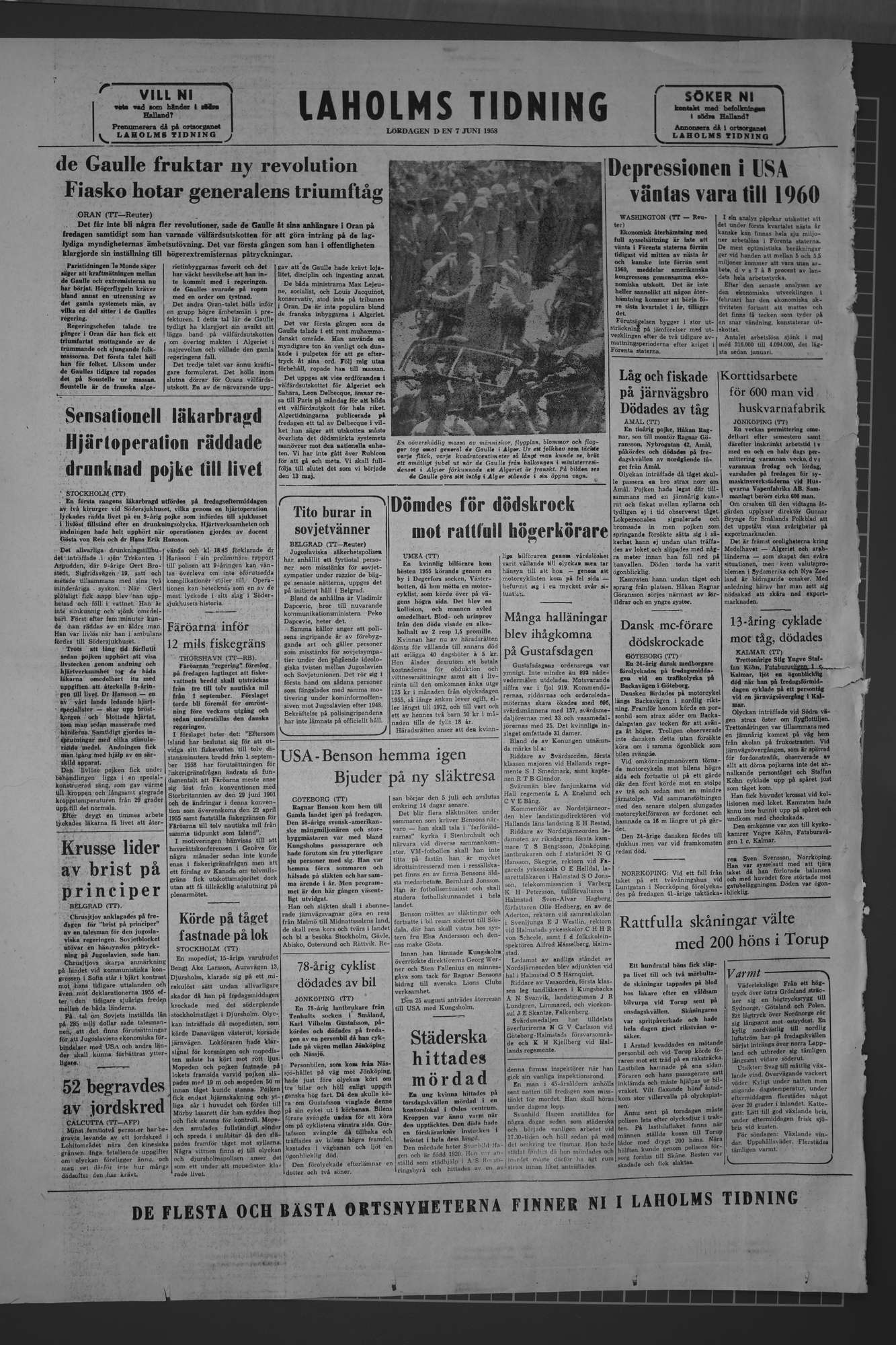 Laholms Tidning Lördag 7 juni 1958, sida 7