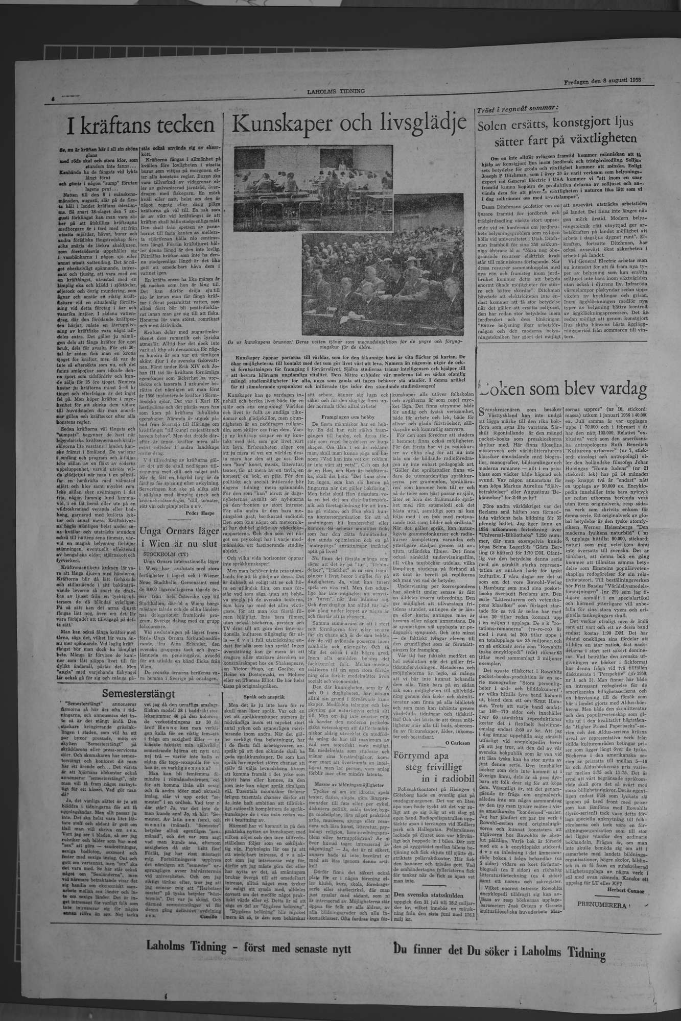 Laholms Tidning Fredag 8 augusti 1958, sida 4