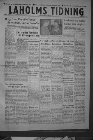 Förstasidan, Lördag 8 februari 1958