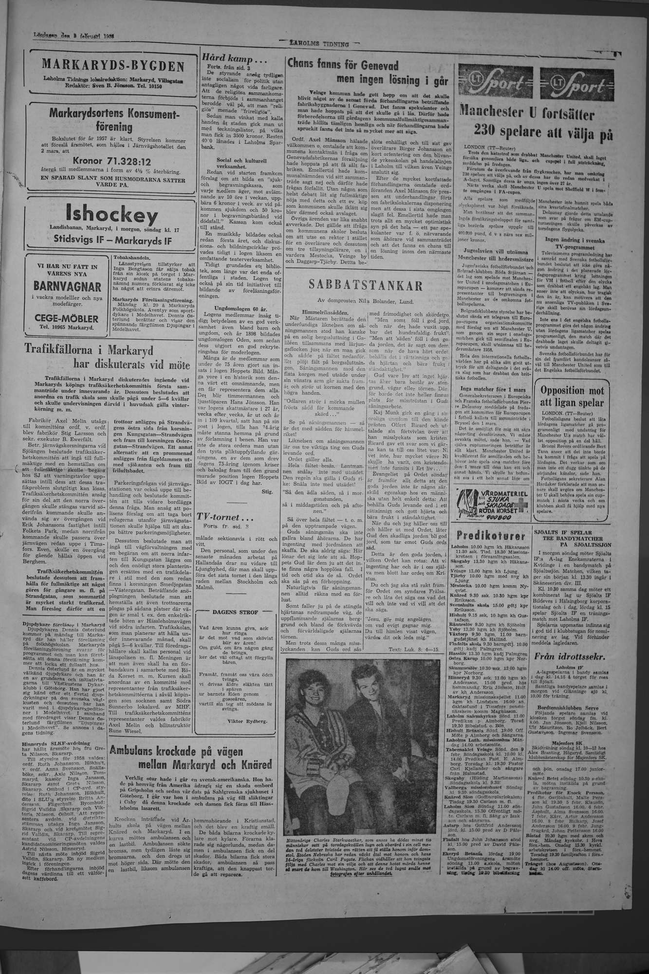 Laholms Tidning Lördag 8 februari 1958, sida 5