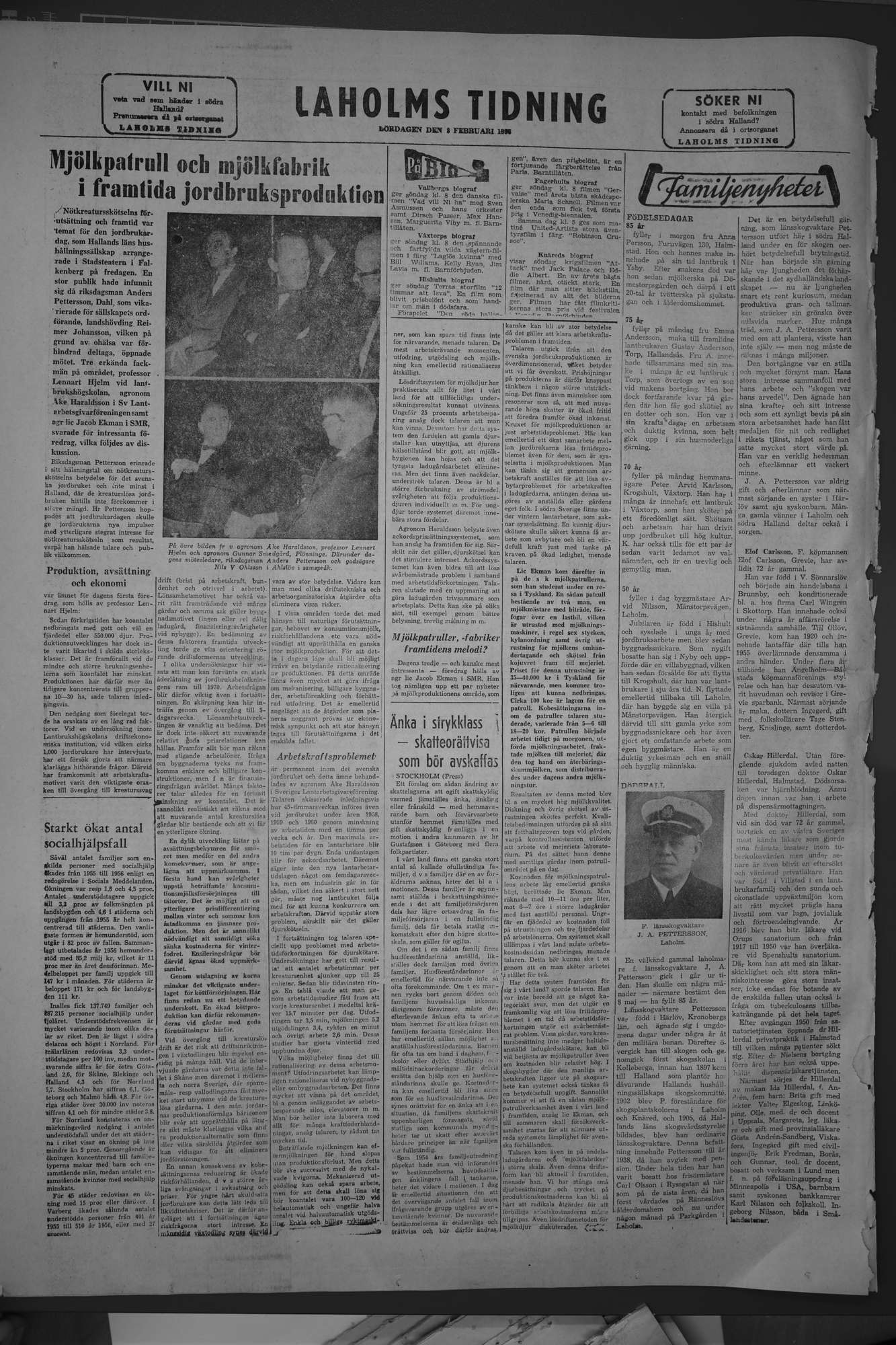 Laholms Tidning Lördag 8 februari 1958, sida 8