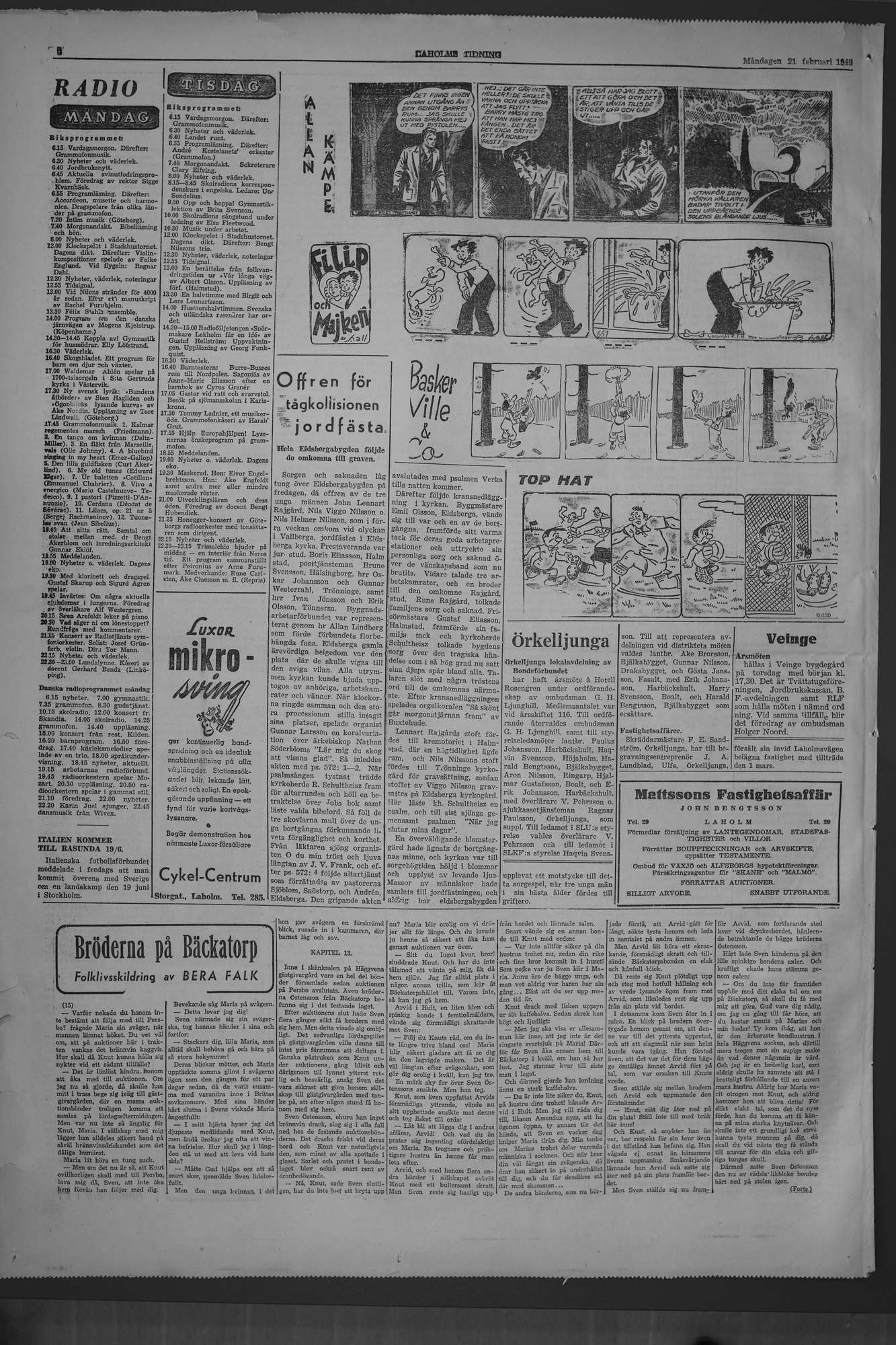 Laholms Tidning Måndag 21 februari 1949, sida 6