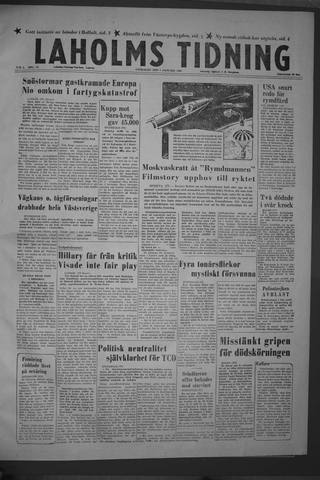 Förstasidan, Onsdag 8 januari 1958