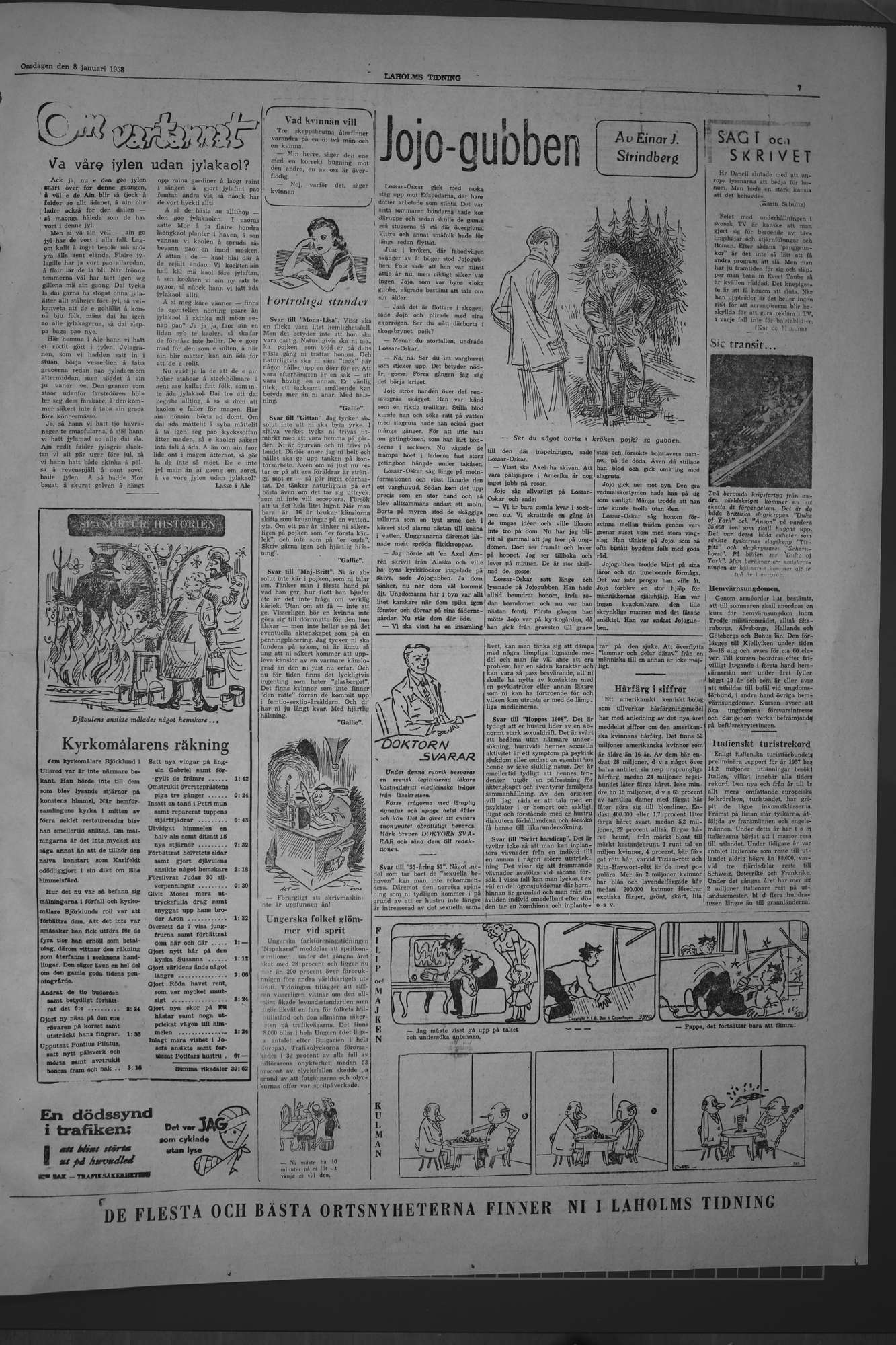 Laholms Tidning Onsdag 8 januari 1958, sida 7
