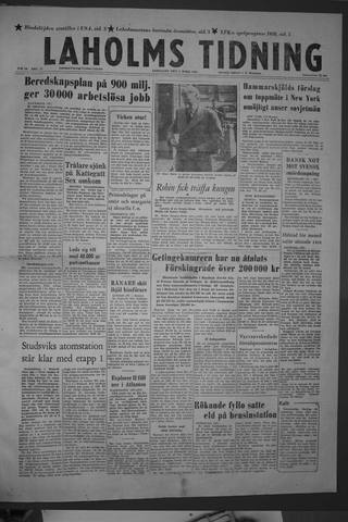 Förstasidan, Lördag 8 mars 1958