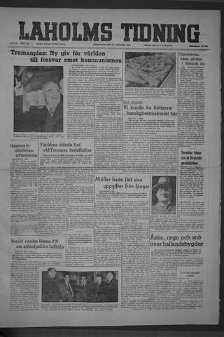 Förstasidan, Fredag 21 januari 1949