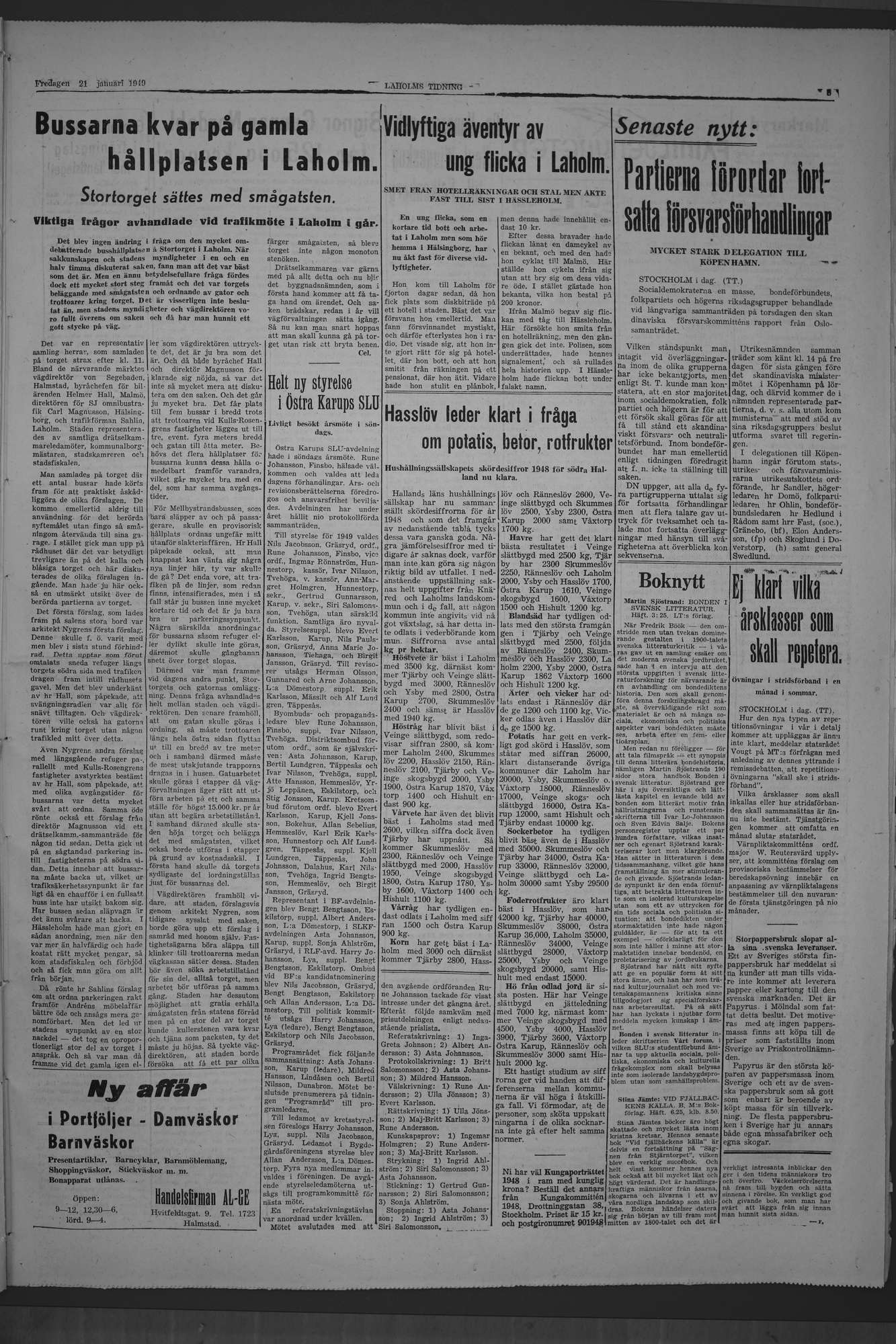 Laholms Tidning Fredag 21 januari 1949, sida 3