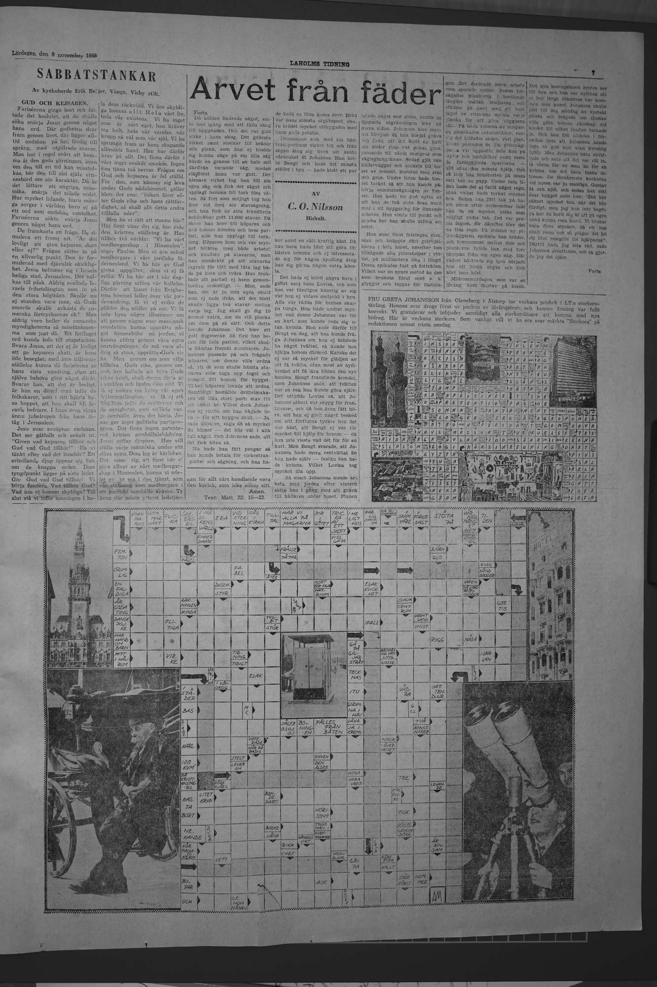 Laholms Tidning Lördag 8 november 1958, sida 7